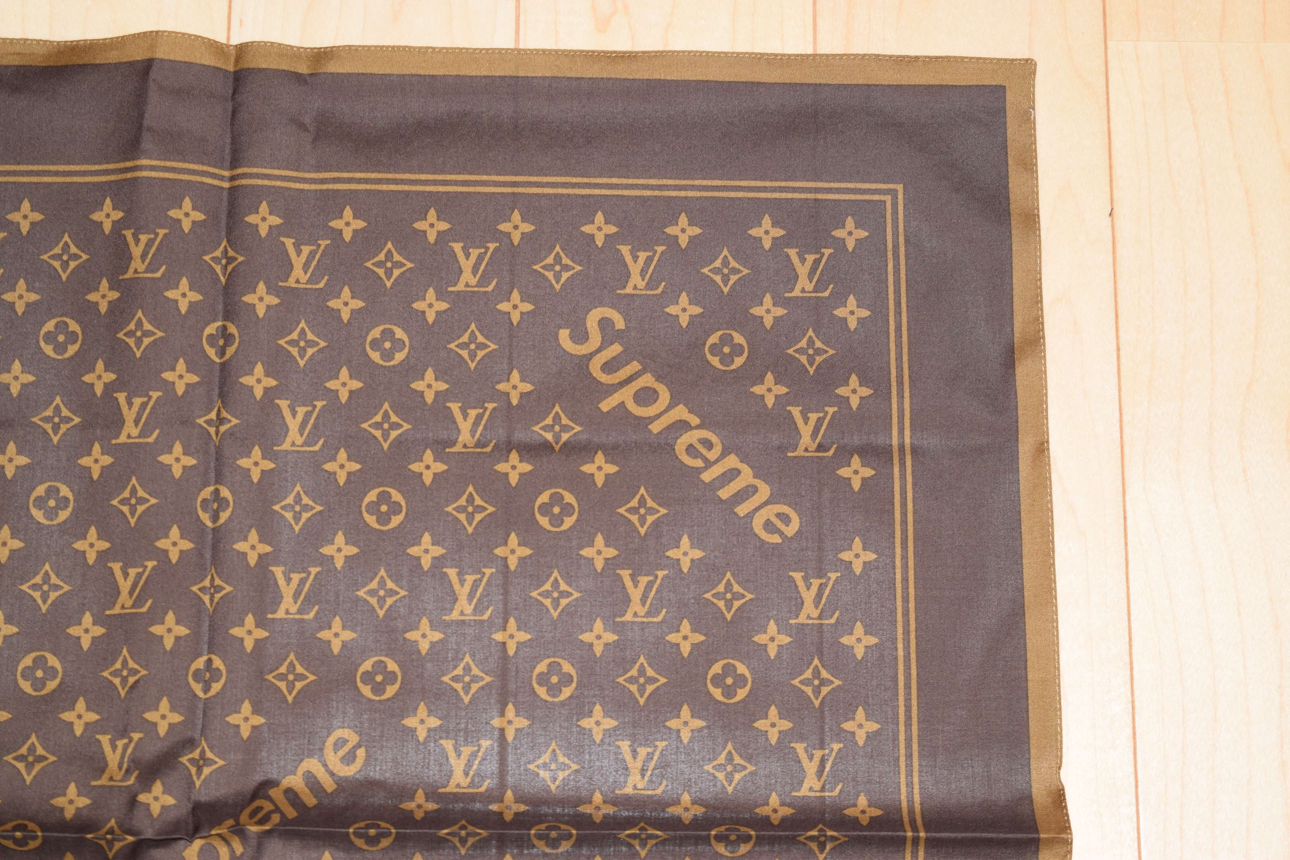 Onwijs Supreme Louis Vuitton Monogram Bandana Brown 55 cm mini scarf NEW GY-02