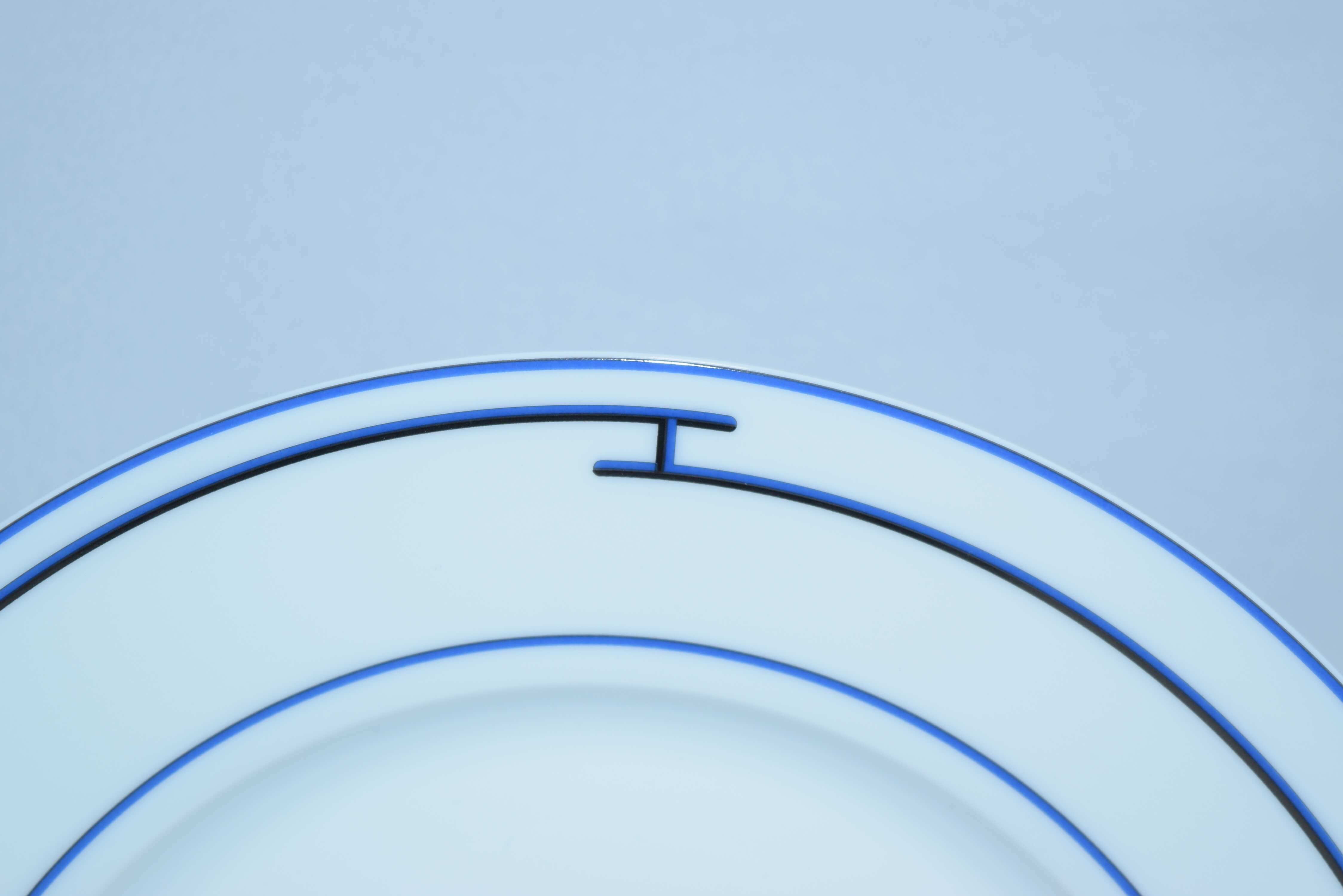 Hermes Rhythm Dinner Plate 10.6" Blue Set of 2 Porcelain 27 cm – art