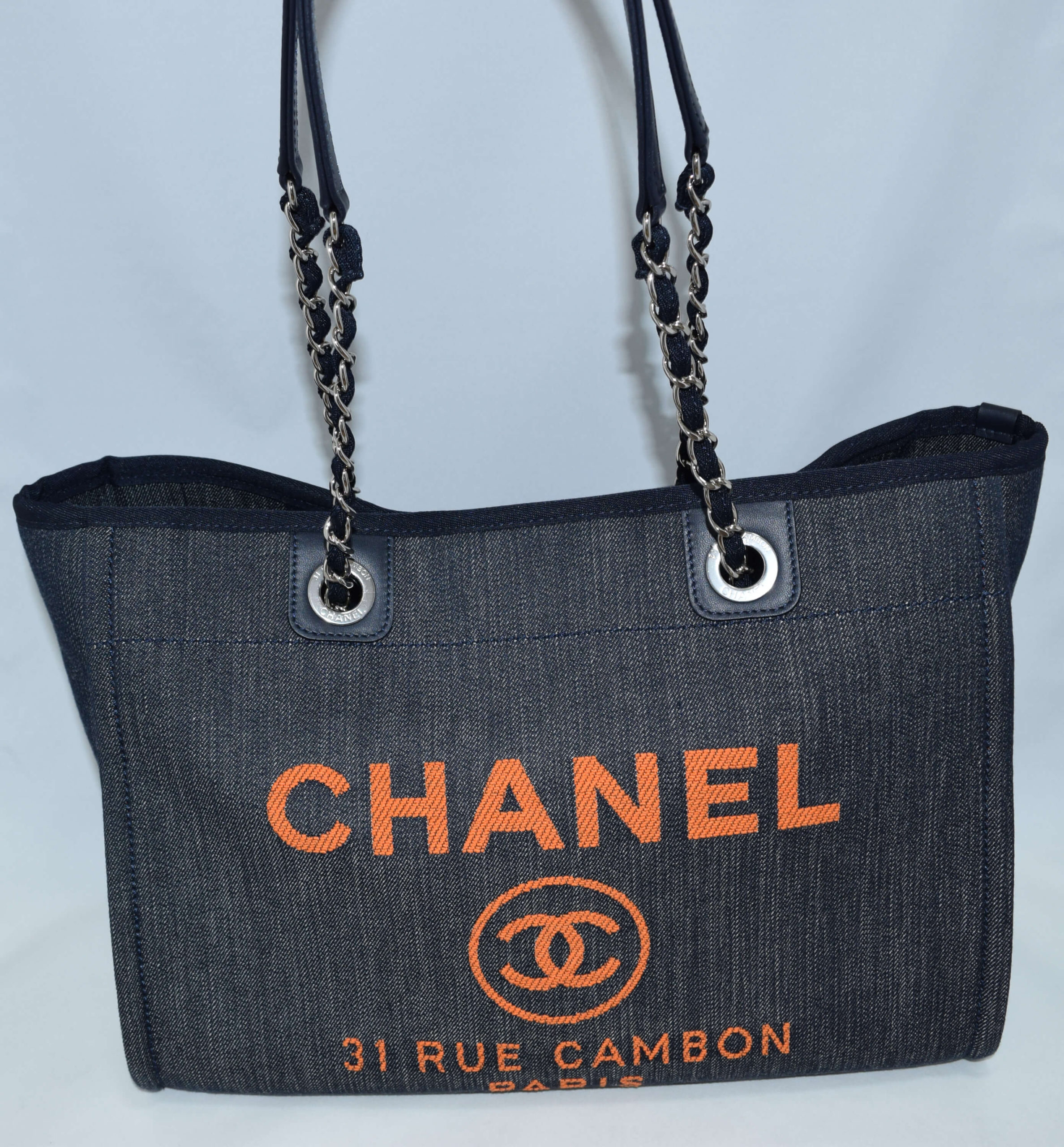 Chanel Deauville Shoulder Bag Denim blue chain Handbag NEW R19 – art Japan  Export