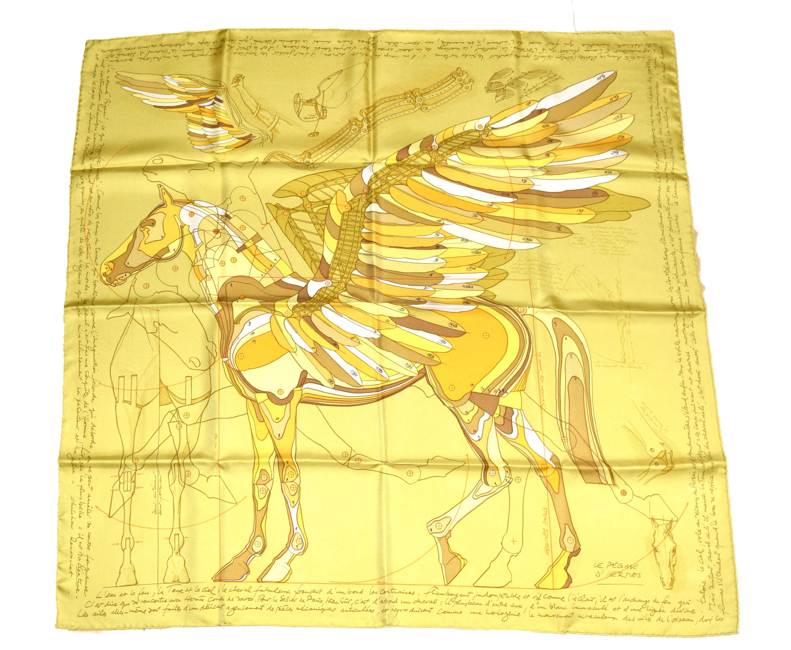 Hermes Scarf La Source de Pegase 90 cm Silk red Carre Pegasus 35