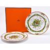 Hermes Le Jardin de Pythagore Dessert Plate 8.75" Set of 2 Dinnerware 22.5 cm