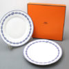 Hermes Chaine D'ancre Dessert Plate 8.9” Set of 2 Blue Dinnerware 22 cm ME2