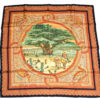 Hermes Scarf SOUS LE CEDRE Silk 90 cm Orange black Carre Shawl Africa 35" ME170