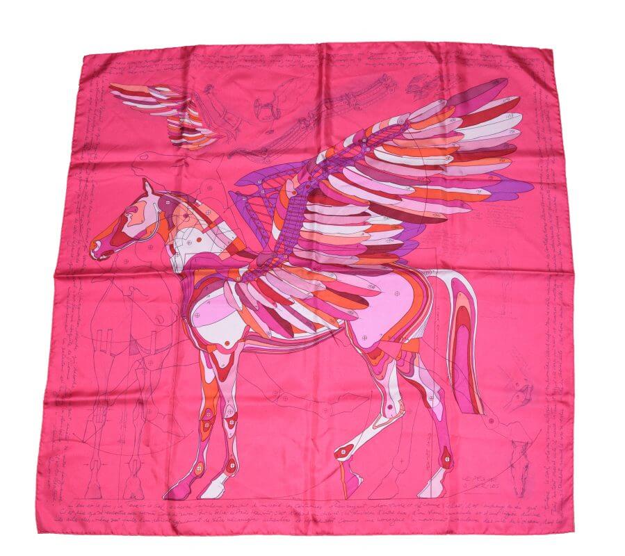 Hermes Scarf Le Pegase d'Hermes Christian Renonciat Silk 90 cm Pink ...