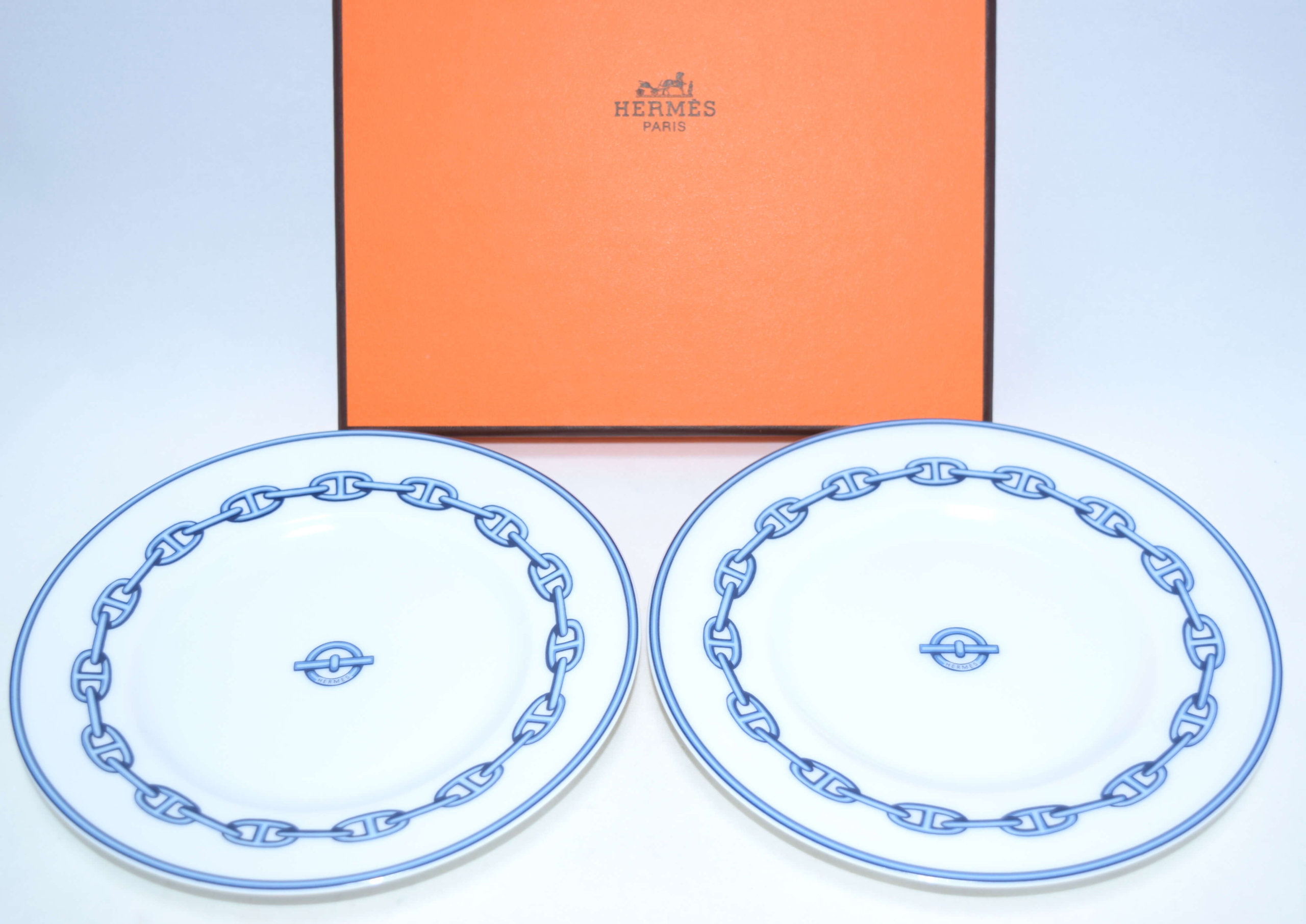 VINTAGE HERMES PARIS CHAIN D'ANCRE TRINKET TRAY WITH BOX