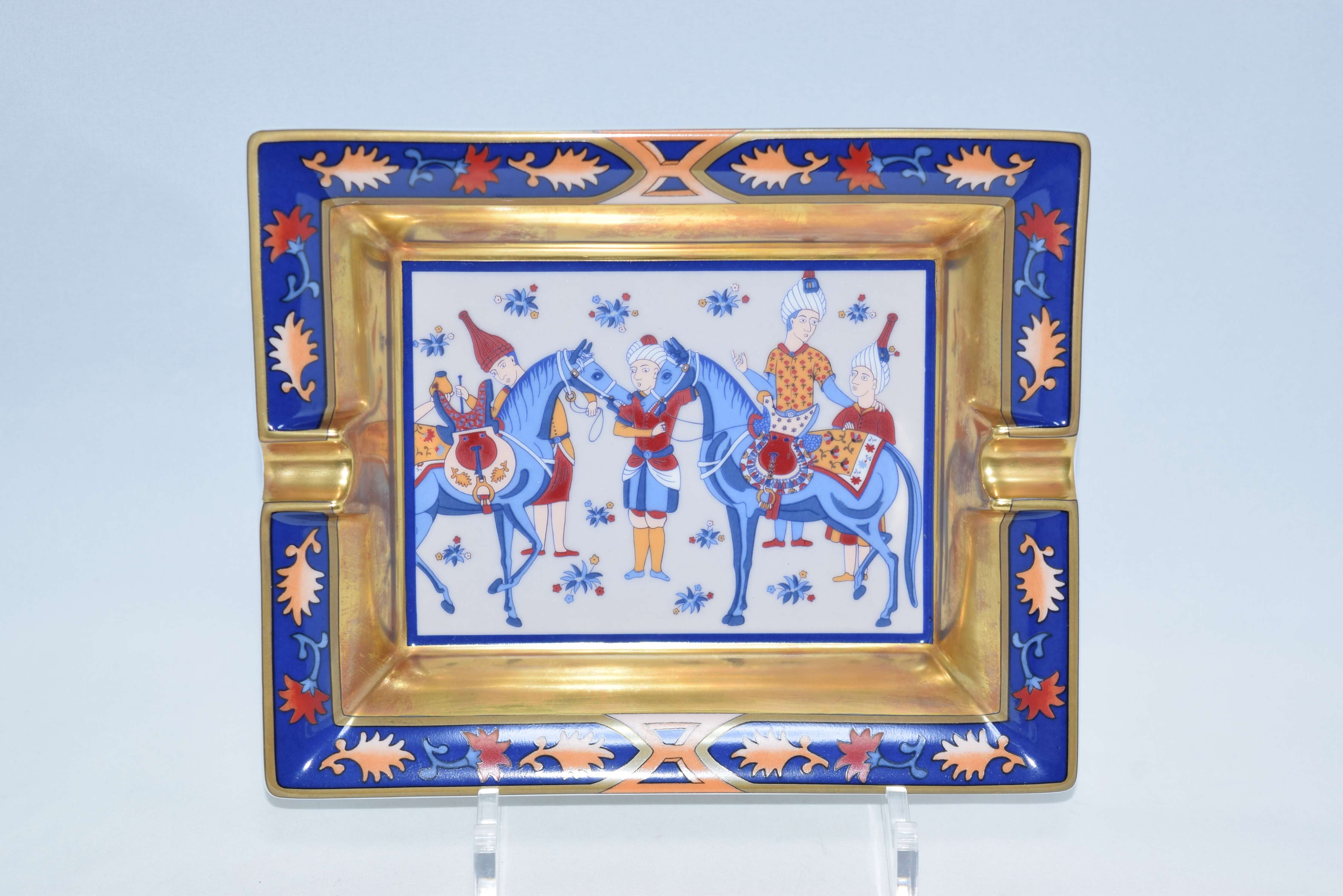 Hermes Change tray Horse Arab Blue Ashtray Porcelain tableware YA10