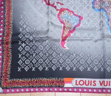 LOUIS VUITTON Beige Monogram World Map Oversized Wool Scarf - The