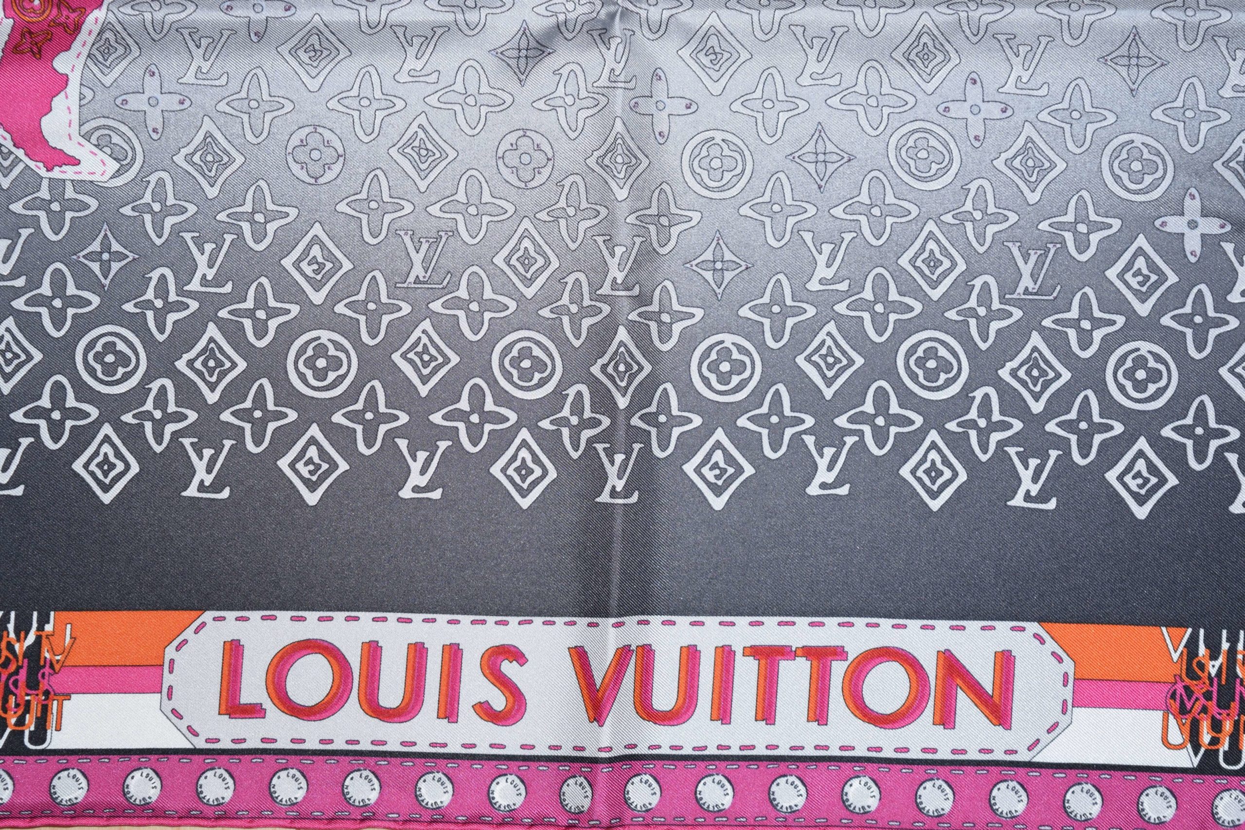 Louis Vuitton Navy Blue Card Monogram Silk Blend Bandana Scarf at