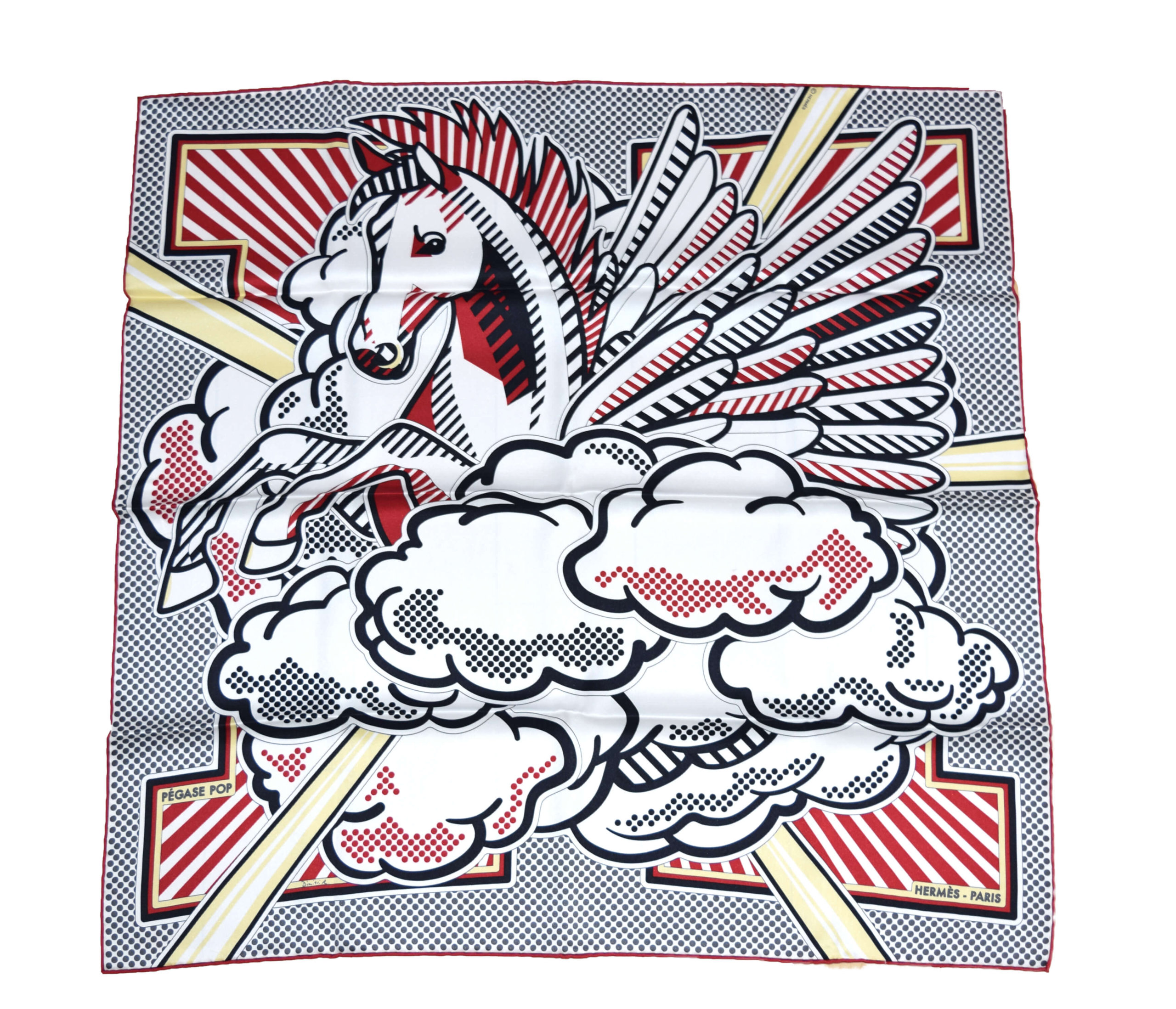 Hermes Pegase Pop Silk 70 Red white Pegasus 27.5" ME2 – art Japan Export