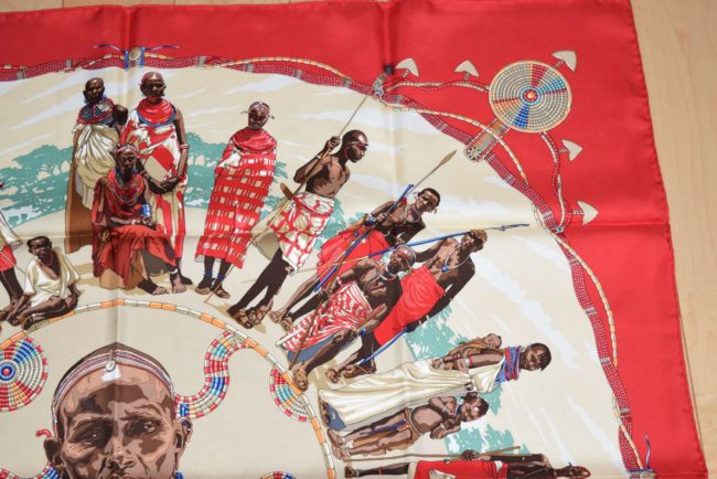 Hermes Scarf Perles du Kenya by Dimitri Rybaltchenko Silk 90 cm Red 35