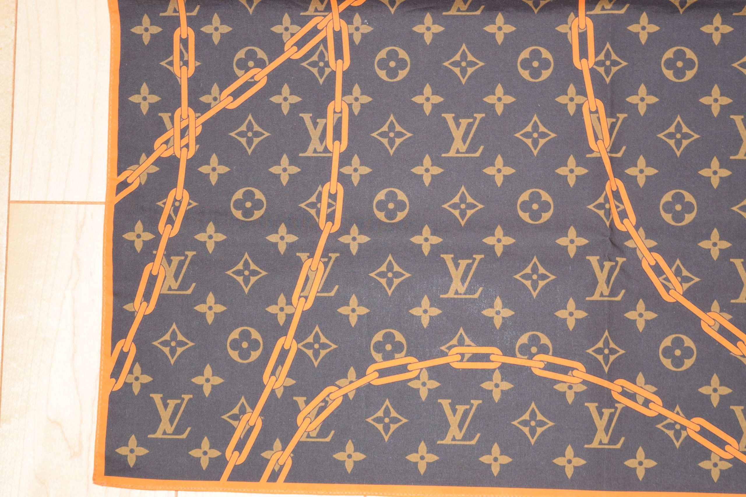 Louis Vuitton Brown & Orange Monogram Solar Ray Cotton Bandana Louis Vuitton