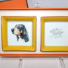 Hermes Pair of mini Ashtray Gordon Setter Dog and Rabbit porcelain