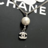 CHANEL Pendant Necklace mini CC Logo Silver Rhinestone pearl 07A 162