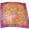 Hermes Scarf Folklore 90 cm Chiffon Silk mousseline purple orange muslin 35"