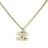 CHANEL Pendant Necklace CC Logo silver rhinestone F12