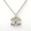 CHANEL Pendant Necklace CC Logo silver rhinestone F13 V