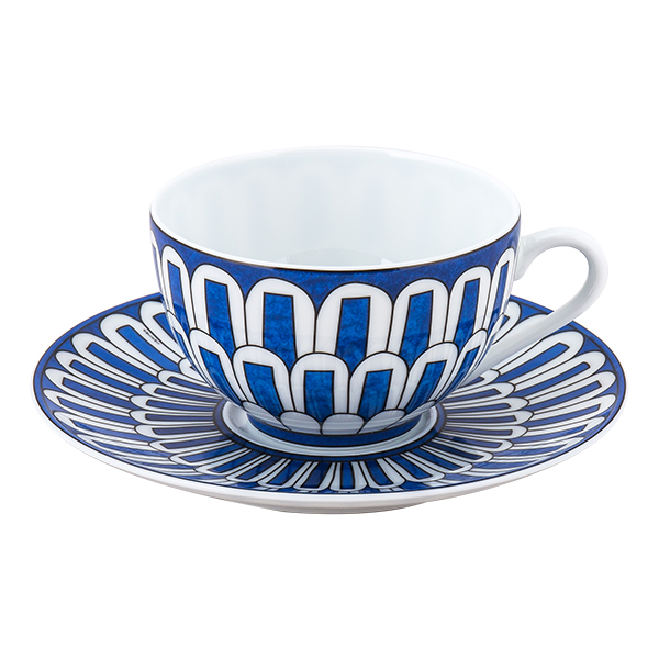 Hermes Chaine D'ancre Tea Cup and Saucer 2 set blue coffee dinnerware – art  Japan Export