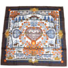 Hermes Scarf Decoupage Silk 90 cm brown Carre Christmas snow cutouts 35"