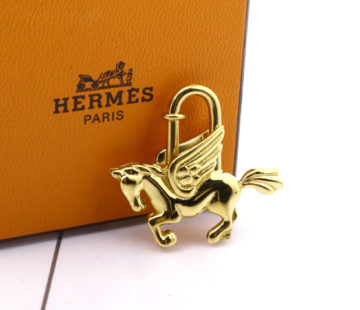 Hermes Cadena Silver Pegasus Horse Motif bag charm lock R66
