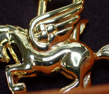 Hermes Cadena Gold Pegasus Horse Motif bag charm lock 071