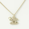 CHANEL Pendant Necklace CC Logo light Gold baby pearl silver rhinestone 09A w/ Box
