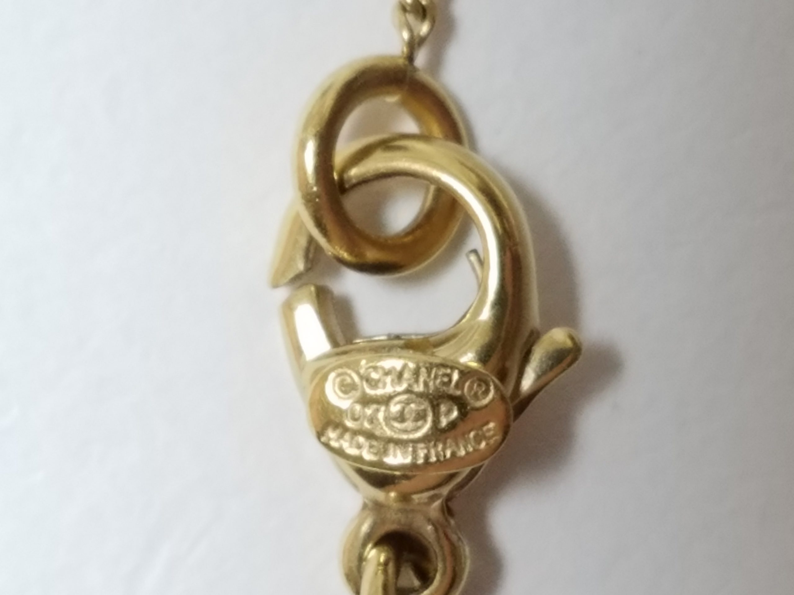 CHANEL Pendant Necklace Gold CC Logo stone pink rhinestone 07P Ex
