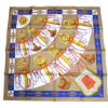 Hermes Scarf Cliquetis 90 cm silk blue beige Carre key chain 35"