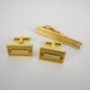Christian Dior Cufflinks & Tie Clip square gold logo
