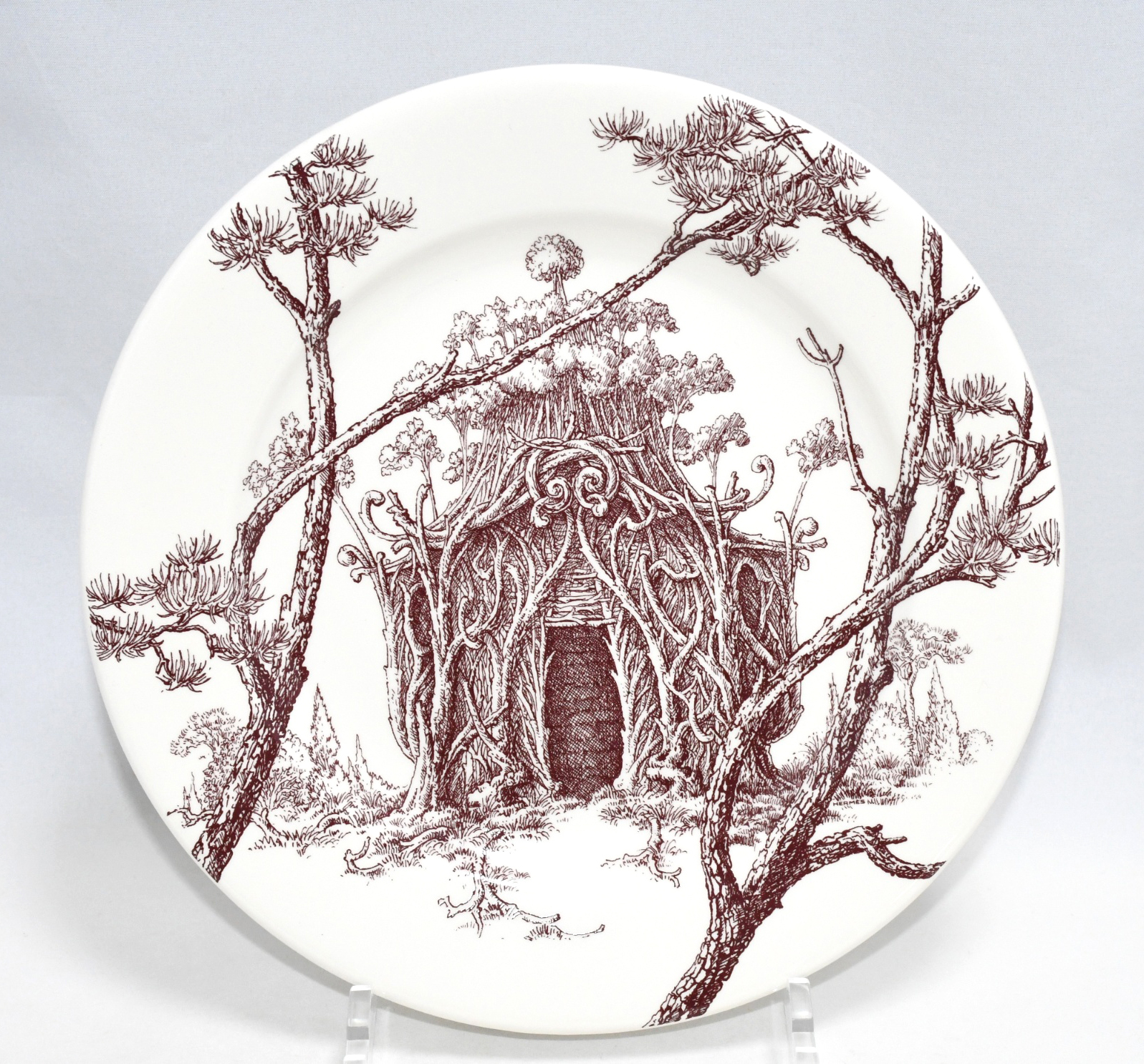 Hermes Les Maisons Enchantees Dessert Plate 22 cm tree porcelain dinner  8.75