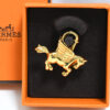 Hermes Cadena Gold Pegasus horse motif bag charm lock Ex++