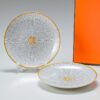 Hermes Mosaique au 24 Bread Plate 16 cm gold porcelain cake dessert