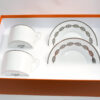 Hermes Chaine D'ancre Morning Cup and Saucer 2 set Platinum silver tea coffee cappuccino