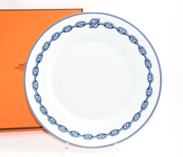 Hermes Chaine D'ancre Dinner Plate 27 cm blue porcelain dinnerware 10.6” 001