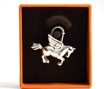 Hermes Cadena Silver Pegasus Horse Motif bag charm lock M510