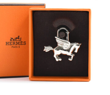 Hermes Cadena Silver Pegasus Horse Motif bag charm lock MINT AU58