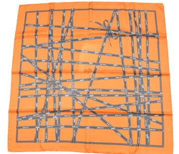 Hermes Scarf Bolduc by Jean Louis Dumas Silk 90 cm ribbon orange Carre 35" E2760