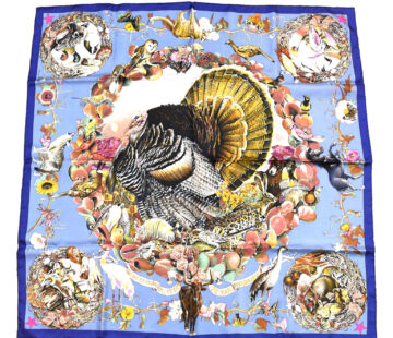 Hermes Scarf Faune Et Flore Du Texas Wildlife 90 cm by Kermit Oliver gray blue