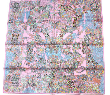 Hermes Scarf La Legende de la Foret 90 cm silk pink legend forest deer Carre 35"