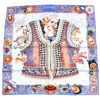 Hermes Scarf Costume de Fete 90 cm silk light blue white Carre jewelry 35"