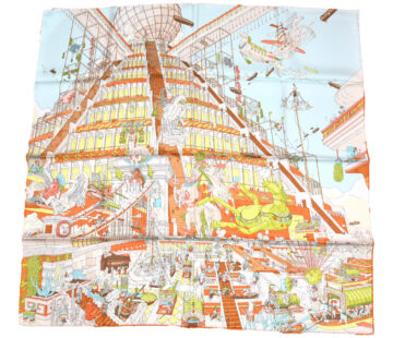 Hermes Scarf La Legende Du Cheval 90 cm silk light blue Carre legend Pegasus horse 35"