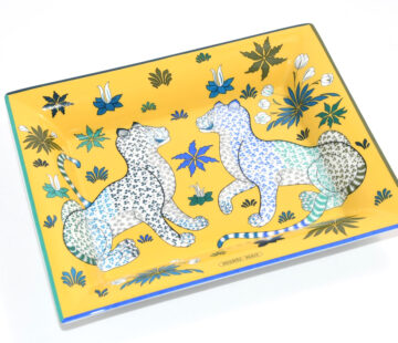 Hermes Les Leopards Change tray yellow porcelain Ashtray plate leopard 054