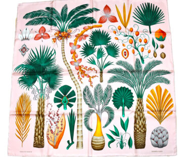 Hermes Scarf Index Palmarum 90 cm silk pink Carre palm tree 35"