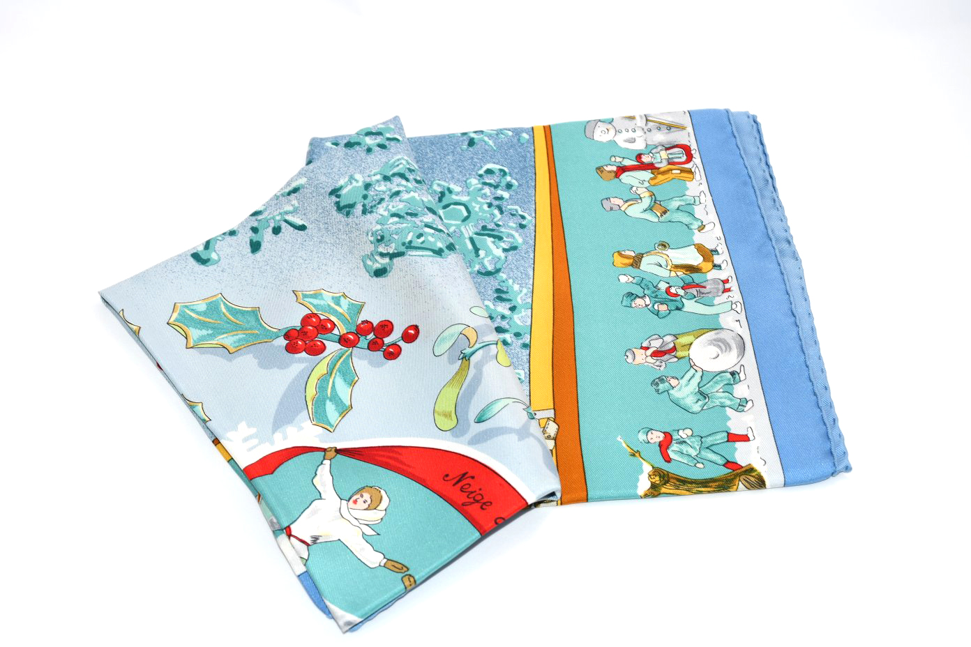 Hermes Scarf Neige d'Antan Silk 90 cm blue snow ski Carre 35 AUC25069_1009 (2)