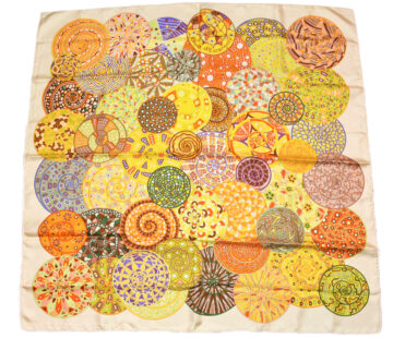 Hermes Scarf Reves d'Escargots 90 cm silk yellow cream snail dream Carre