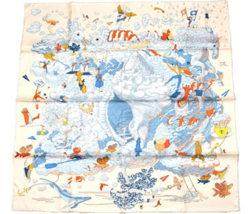 Hermes Scarf Sur Mon Nuage 90 cm cream beige Carre my cloud sky 35"
