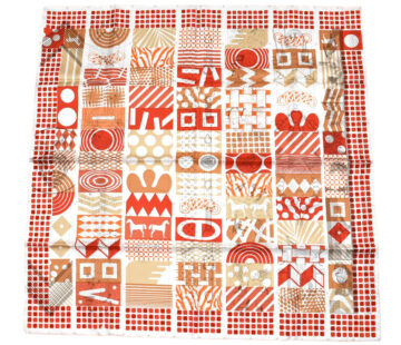 Hermes Scarf Twilly au Bloc Liste Vernie 90 cm silk red grand Carre 35"