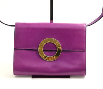 Celine Sholder Bag purple vintage circle logo gold AP307