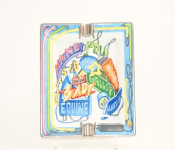 Hermes Change tray Chevaloscope Neon porcelain Ashtray blue plate VIDE POCHE