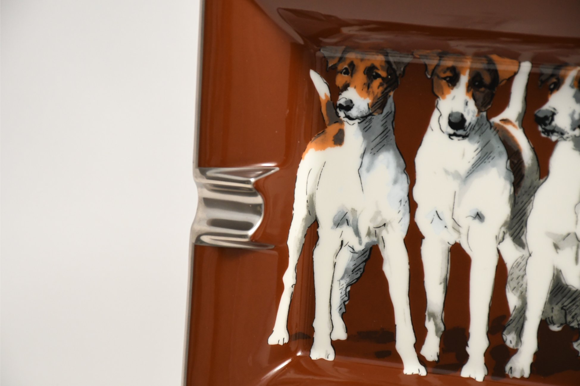 Hermes Change tray Jack Russell Terrier porcelain Ashtray animal dog brown plate VIDE POCHE ME26000_1109 (9)