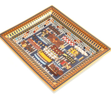 Hermes Collier de Chien Change tray gold brown porcelain Ashtray plate bracelet